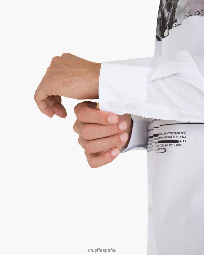 camisa con estampado de siva Cruyff hombres blanco D6DNB887 camisa