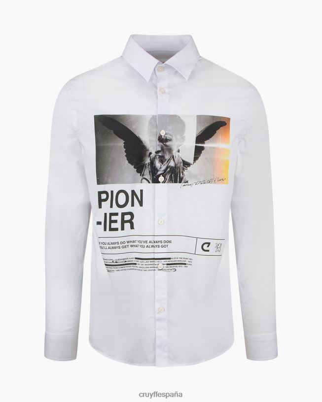 camisa con estampado de siva Cruyff hombres blanco D6DNB887 camisa