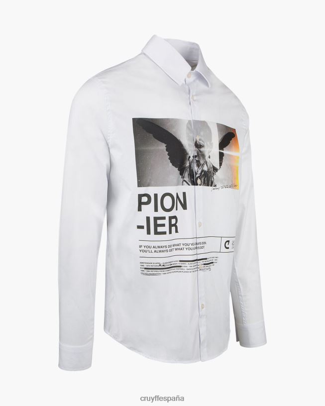 camisa con estampado de siva Cruyff hombres blanco D6DNB887 camisa