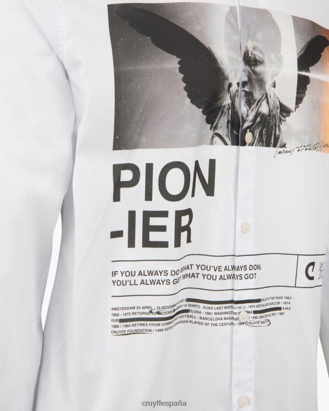 camisa con estampado de siva Cruyff hombres blanco D6DNB887 camisa