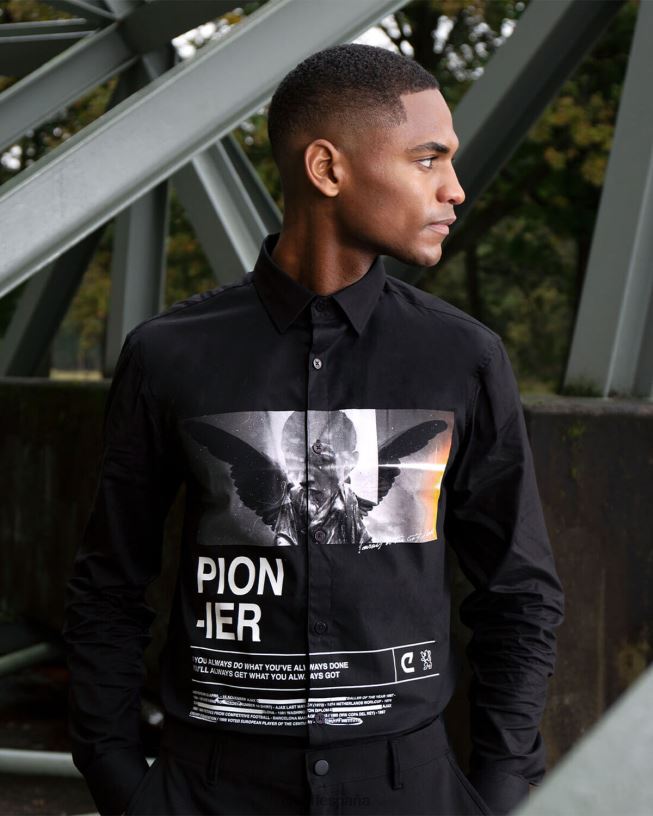 camisa con estampado de siva Cruyff hombres negro D6DNB888 camisa