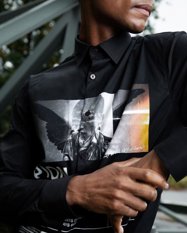 camisa con estampado de siva Cruyff hombres negro D6DNB888 camisa