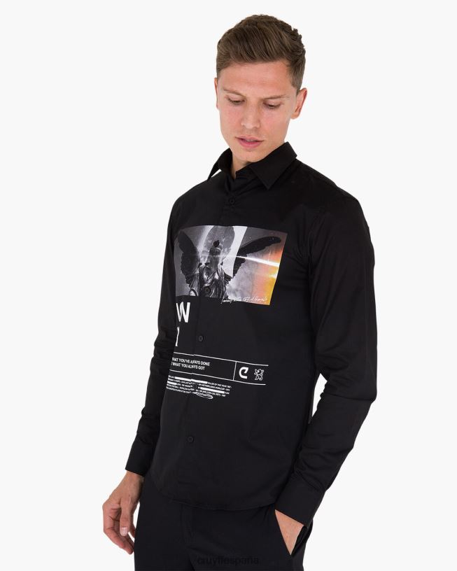 camisa con estampado de siva Cruyff hombres negro D6DNB888 camisa