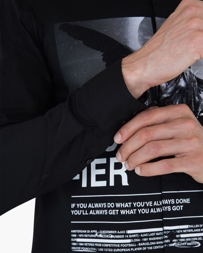 camisa con estampado de siva Cruyff hombres negro D6DNB888 camisa