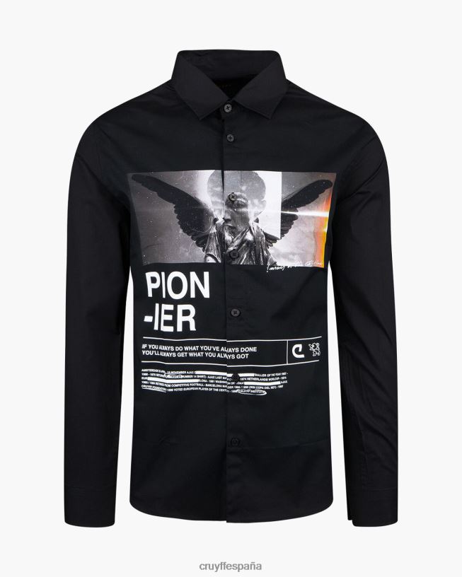 camisa con estampado de siva Cruyff hombres negro D6DNB888 camisa