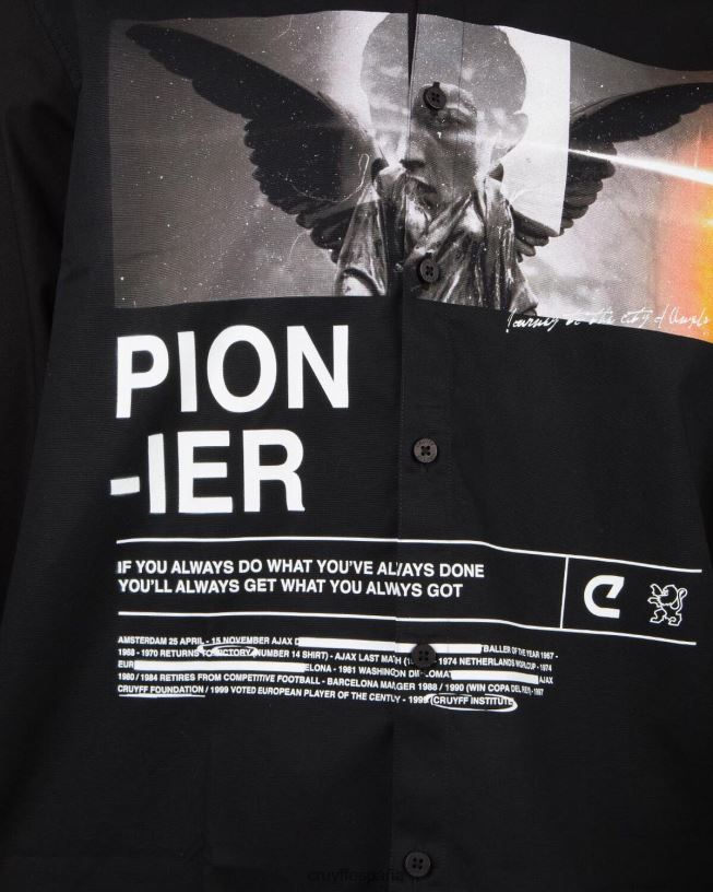 camisa con estampado de siva Cruyff hombres negro D6DNB888 camisa