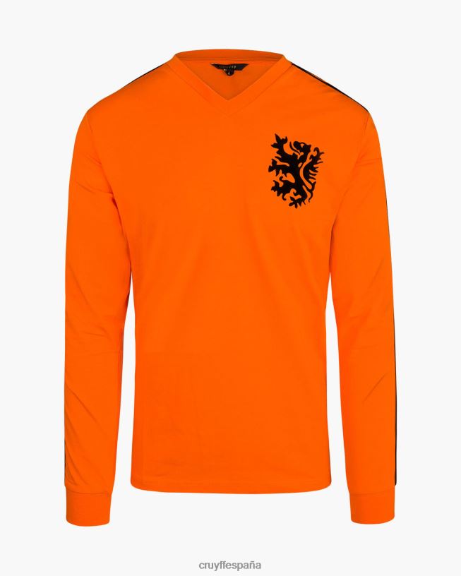 camiseta de la copa del mundo manga larga-95  poliéster/5  spandex Cruyff hombres naranja D6DNB786 camiseta
