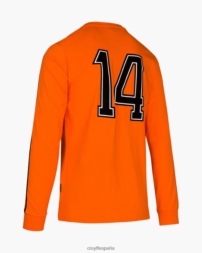 camiseta de la copa del mundo manga larga-95  poliéster/5  spandex Cruyff hombres naranja D6DNB786 camiseta