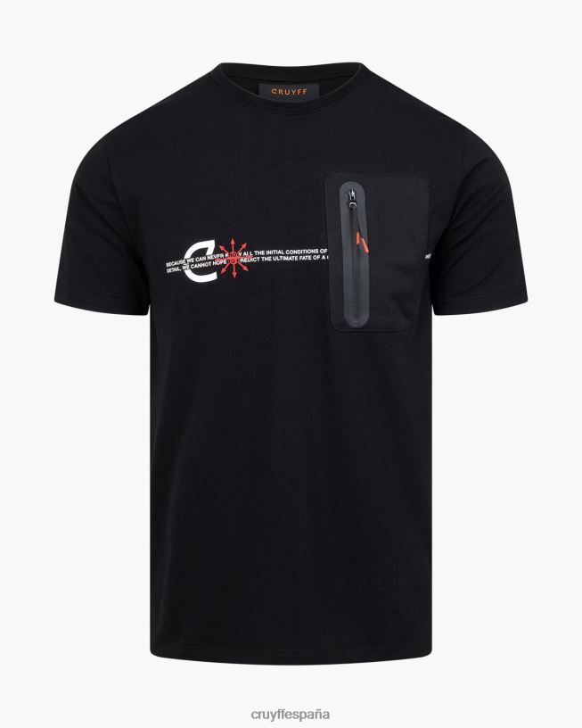 camiseta de rayos Cruyff hombres negro D6DNB213 camiseta