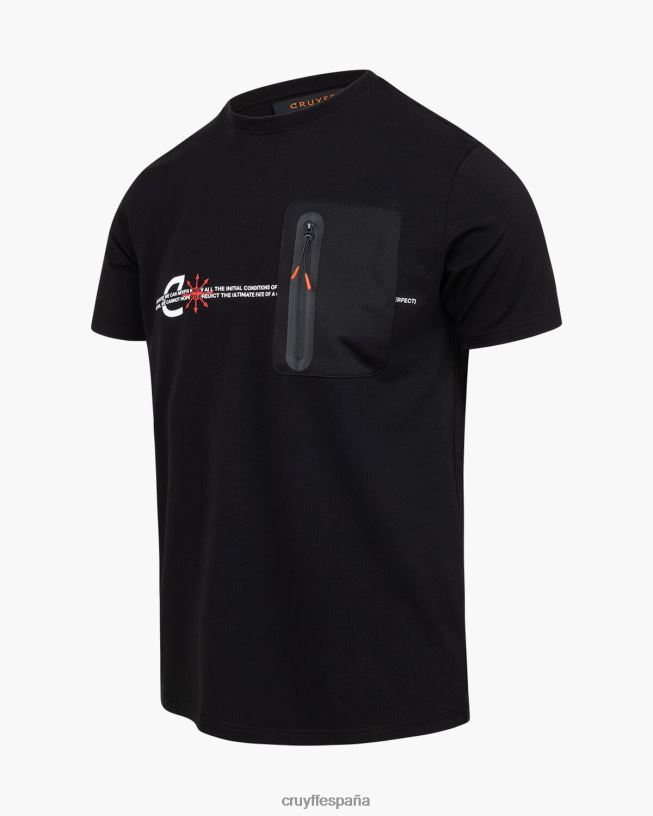 camiseta de rayos Cruyff hombres negro D6DNB213 camiseta