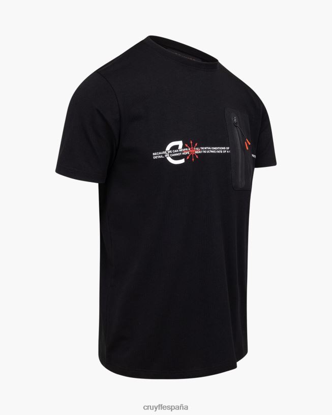 camiseta de rayos Cruyff hombres negro D6DNB213 camiseta