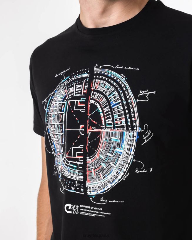 camiseta del estadio Cruyff hombres negro D6DNB1311 camiseta