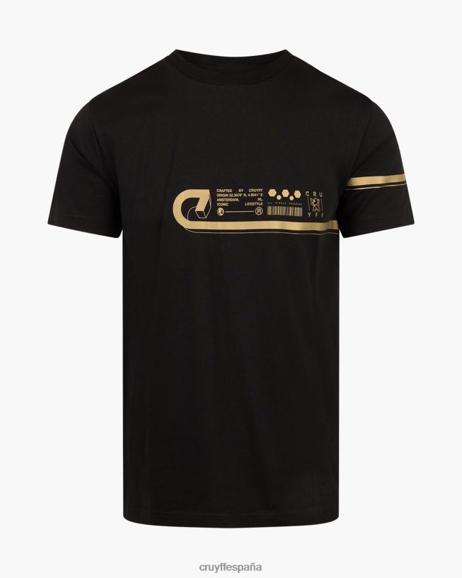 camiseta ezra Cruyff hombres oro negro D6DNB119 camiseta