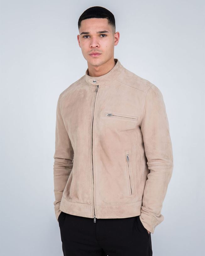 chaqueta biker de ante esteban Cruyff hombres crema D6DNB708 chaqueta