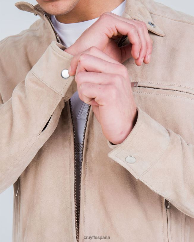 chaqueta biker de ante esteban Cruyff hombres crema D6DNB708 chaqueta