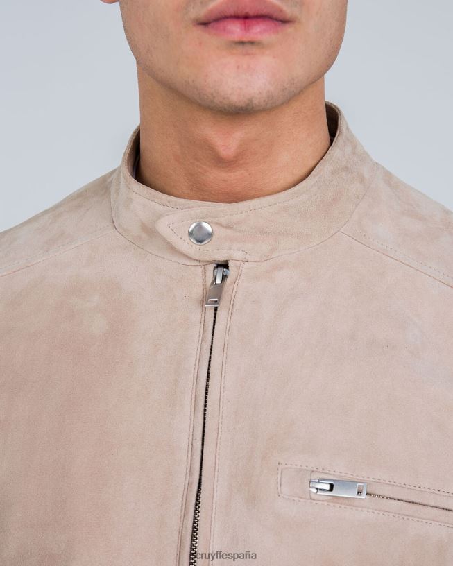 chaqueta biker de ante esteban Cruyff hombres crema D6DNB708 chaqueta
