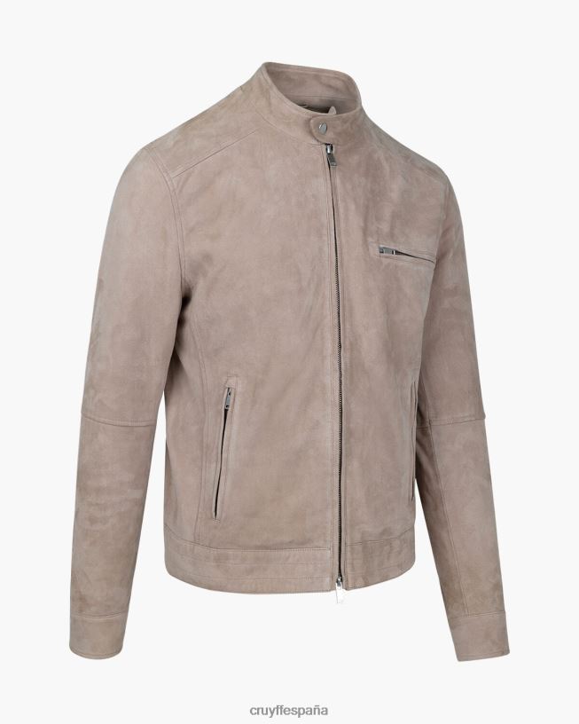 chaqueta biker de ante esteban Cruyff hombres crema D6DNB708 chaqueta