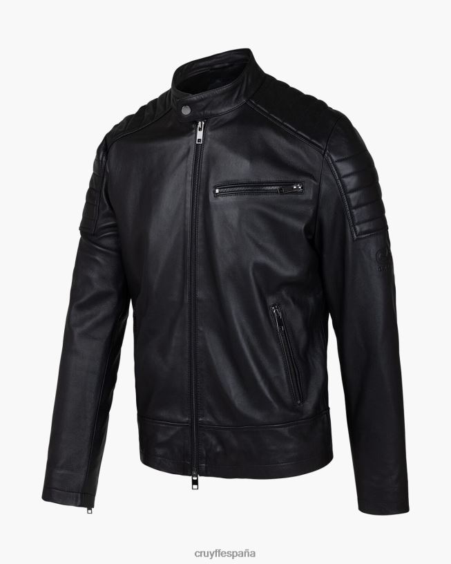 chaqueta biker de cuero cristóbal Cruyff hombres negro D6DNB690 chaqueta