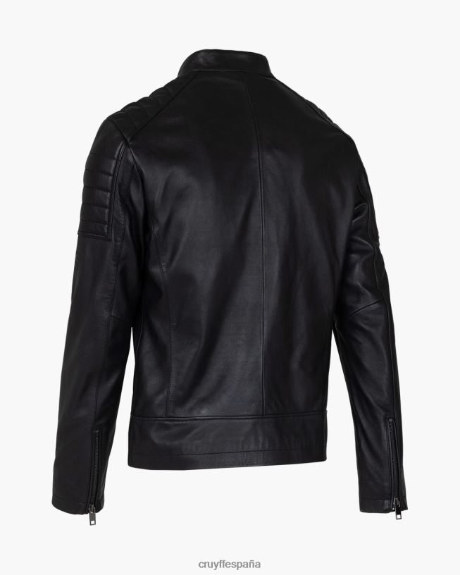 chaqueta biker de cuero cristóbal Cruyff hombres negro D6DNB690 chaqueta