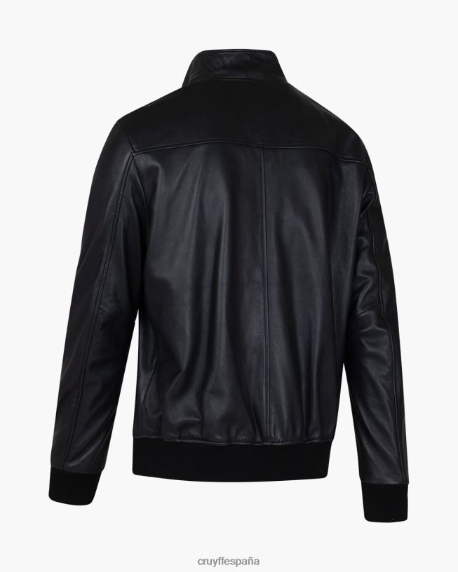 chaqueta harrington de cuero dante Cruyff hombres negro D6DNB684 chaqueta