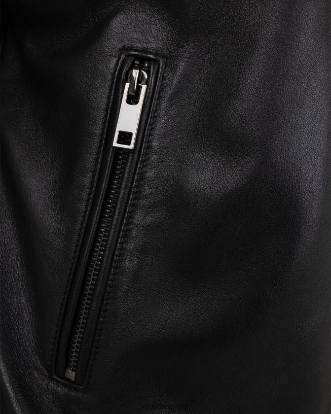 chaqueta harrington de cuero dante Cruyff hombres negro D6DNB684 chaqueta