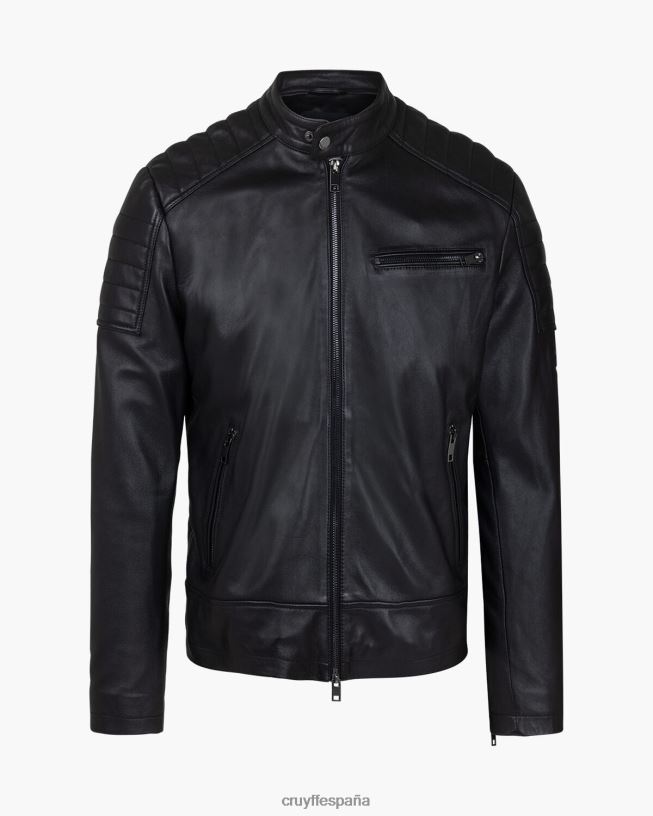 chaqueta biker de cuero cristóbal Cruyff hombres negro D6DNB690 chaqueta