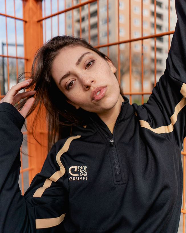 media cremallera con giro técnico Cruyff hombres oro negro D6DNB663 sudadera