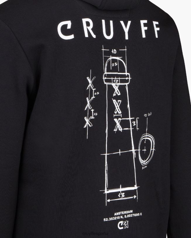 paquete de la ciudad con capucha ams Cruyff hombres negro D6DNB739 sudadera