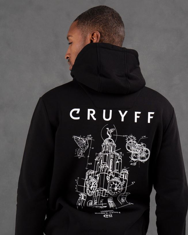 paquete de la ciudad sudadera con capucha liv Cruyff hombres negro D6DNB692 sudadera