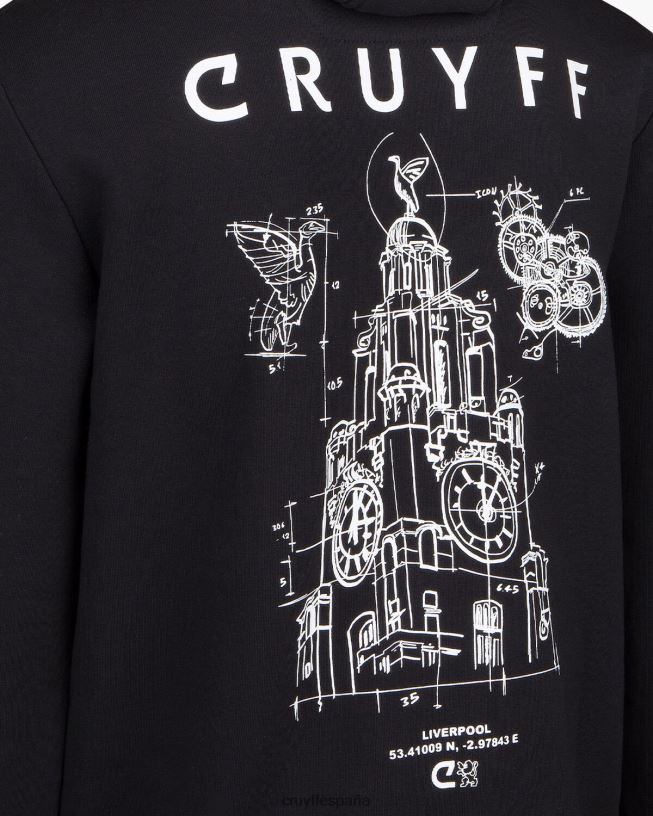 paquete de la ciudad sudadera con capucha liv Cruyff hombres negro D6DNB692 sudadera