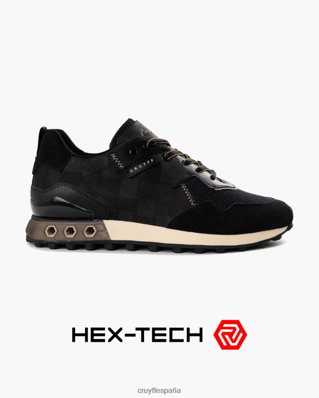 superbia tecnología hexagonal Cruyff hombres oro negro D6DNB223 zapatillas